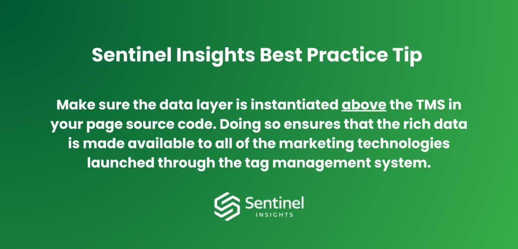 Data Layer best practice - defined above the TMS