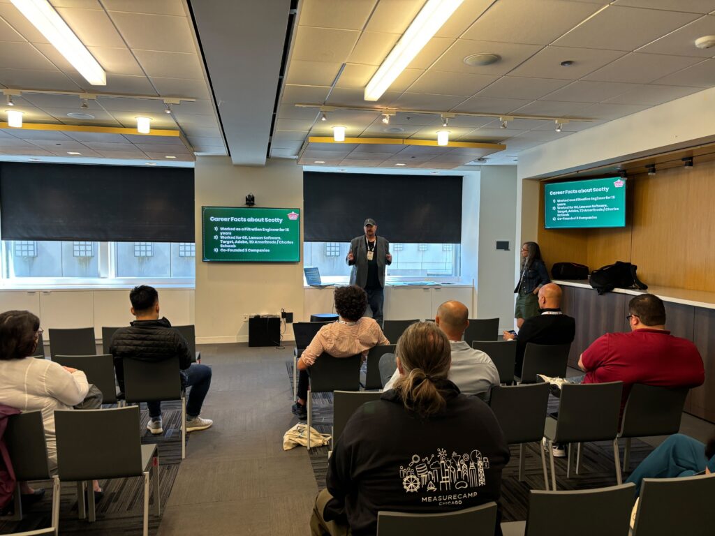 Scotty Hagen presenting at MeasureCamp Chicago